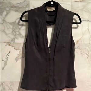 Amorethos so soft Sleeveless black zip up never worn top see pics!!!